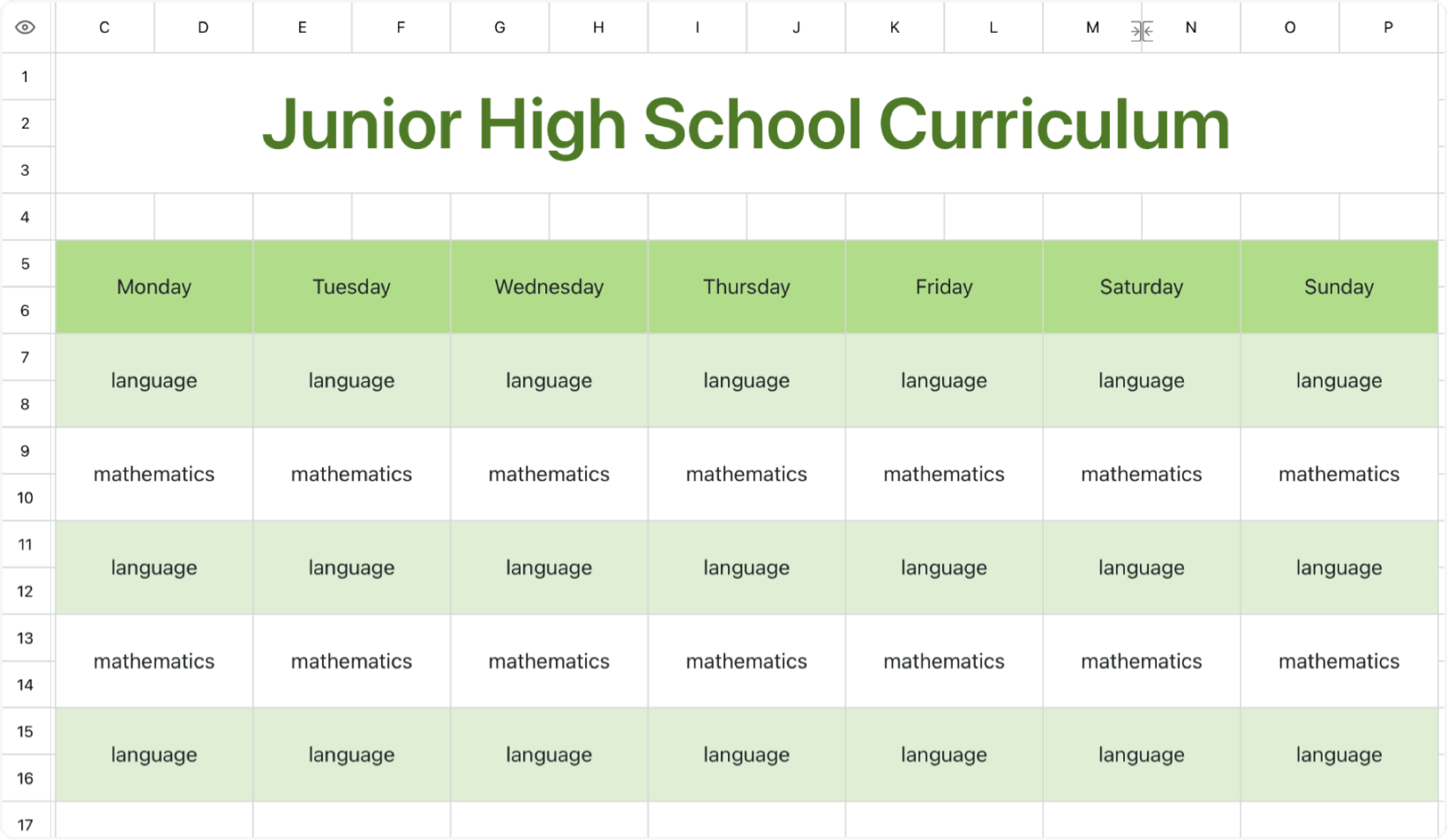 Junior High School Curriculum 1 1